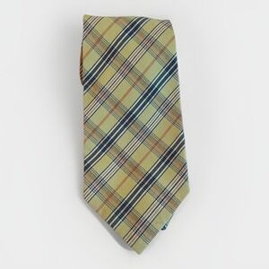 Banana Republic Mens Plaid Cotton Tie Made in Italy Yellow‎ Green Brown Navy